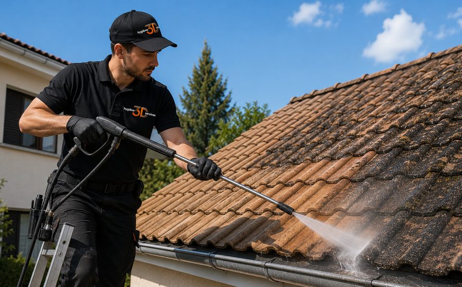 Nettoyage de toiture au nettoyeur haute pression